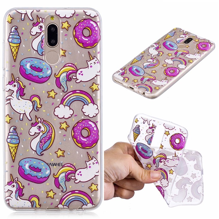 Pattern Printing IMD TPU Mobile Cover for Huawei Mate 10 Lite / nova 2i / Maimang 6 / Honor 9i (India) - Doughnuts and Unicorns-1