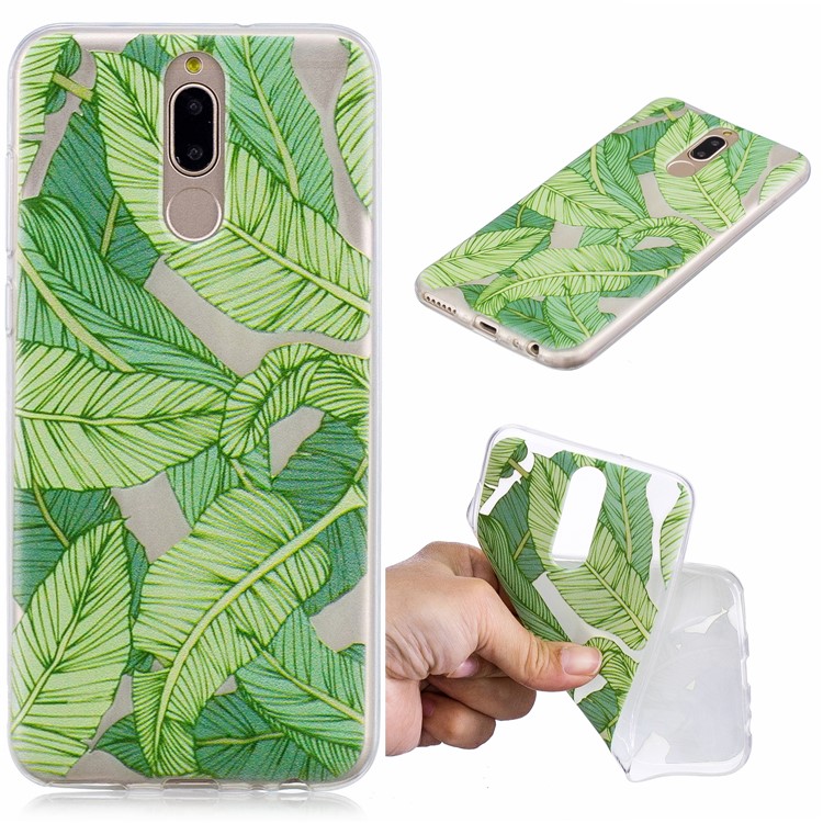Pattern Printing IMD TPU Mobile Casing for Huawei Mate 10 Lite / nova 2i / Maimang 6 / Honor 9i (India) - Green Leaves-1