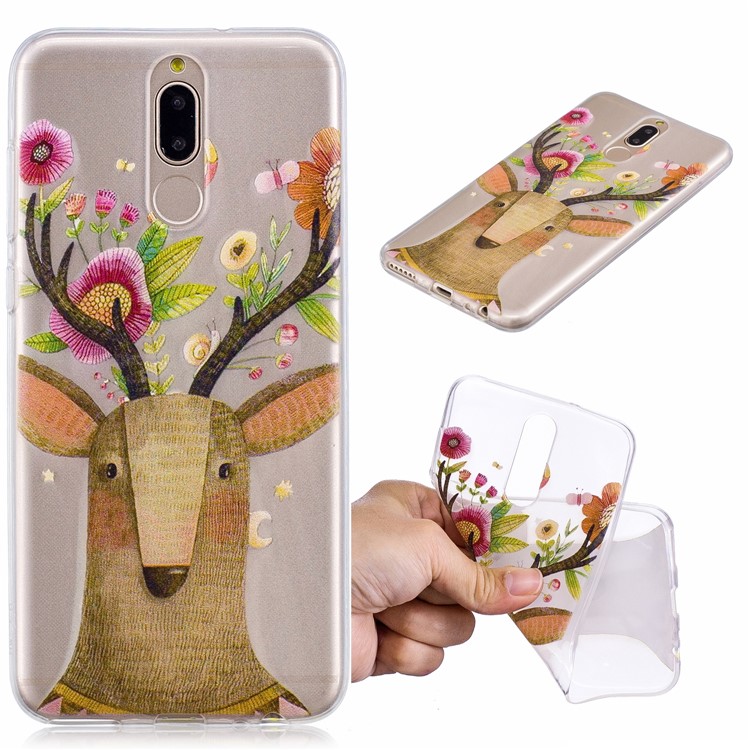 Pattern Printing IMD TPU Case Shell for Huawei Mate 10 Lite / nova 2i / Maimang 6 / Honor 9i (India) - Flowered Elk-1