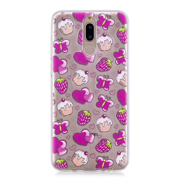 Pattern Printing IMD TPU Cover Shell for Huawei Mate 10 Lite / nova 2i / Maimang 6 / Honor 9i (India) - Cake and Strawberry-2