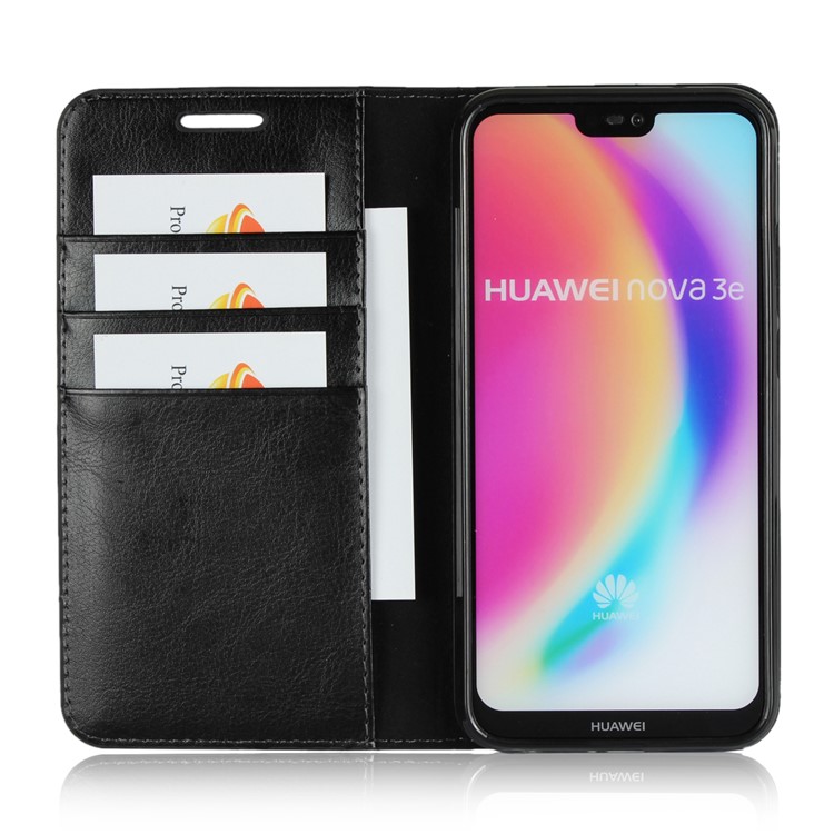 Crazy Horse Genuine Leather Wallet Case for Huawei P20 Lite / Nova 3e - Black-5
