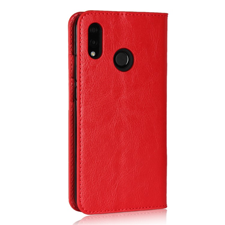 Crazy Horse Genuine Leather Wallet Cover for Huawei P20 Lite / Nova 3e - Red-3