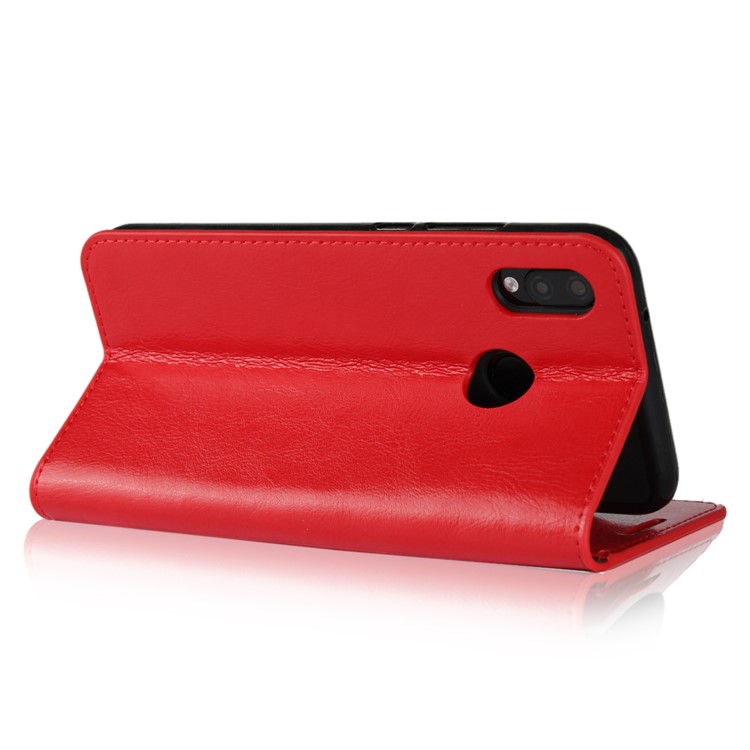 Crazy Horse Genuine Leather Wallet Cover for Huawei P20 Lite / Nova 3e - Red-4