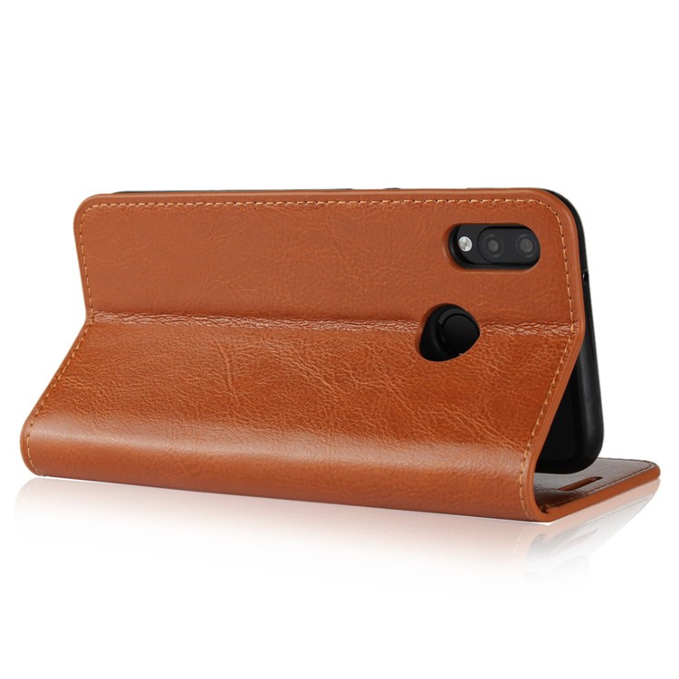 Crazy Horse Genuine Leather Wallet Shell Case for Huawei P20 Lite / Nova 3e - Brown-4