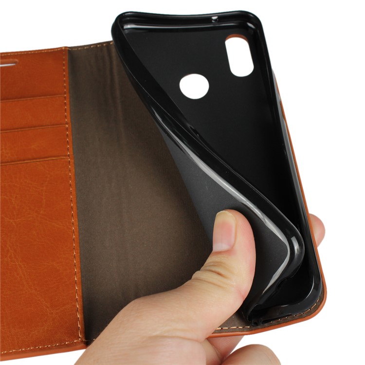 Crazy Horse Genuine Leather Wallet Shell Case for Huawei P20 Lite / Nova 3e - Brown-6