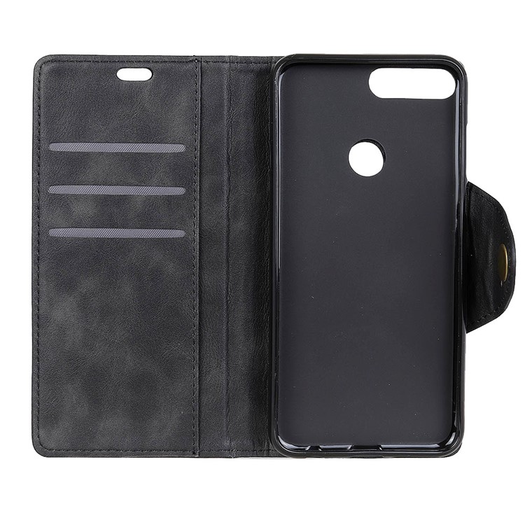 PU Leather Wallet Stand Mobile Case for Huawei Y9 (2018)/Enjoy 8 Plus - Black-7