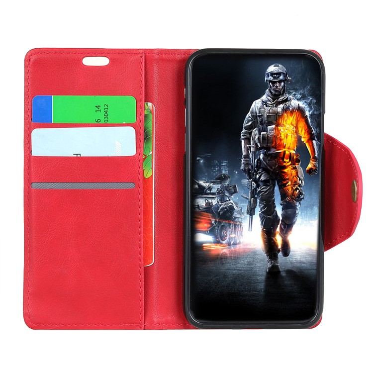 PU Leather Wallet Stand Mobile Cover for Huawei Y9 (2018)/Enjoy 8 Plus - Red-3