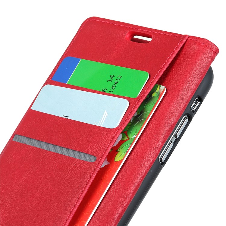 PU Leather Wallet Stand Mobile Cover for Huawei Y9 (2018)/Enjoy 8 Plus - Red-4