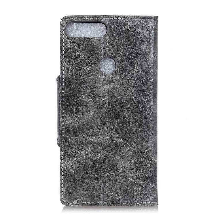 Textured PU Leather Wallet Stand Phone Cover for Huawei Y9 (2018)/Enjoy 8 Plus - Grey-3