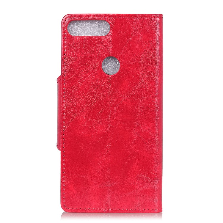 Textured PU Leather Wallet Stand Phone Shell for Huawei Y9 (2018)/Enjoy 8 Plus - Red-3