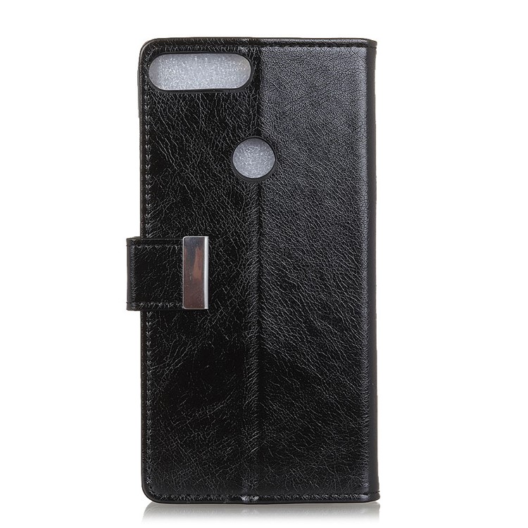 Textured Split Leather Stand Case with Card Slots for Huawei Y9 (2018) / Enjoy 8 Plus - Black-2