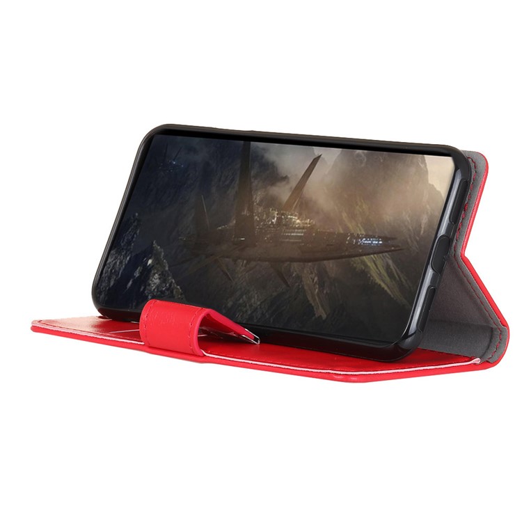 Textured Split Leather Card Holder Case for Huawei Y9 (2018) / Enjoy 8 Plus - Red-3