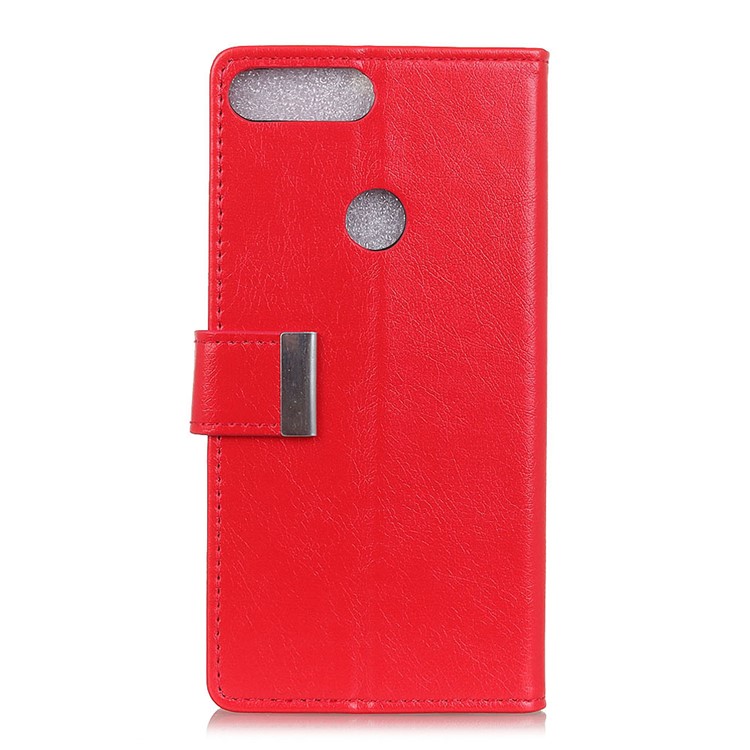 Textured Split Leather Card Holder Case for Huawei Y9 (2018) / Enjoy 8 Plus - Red-4