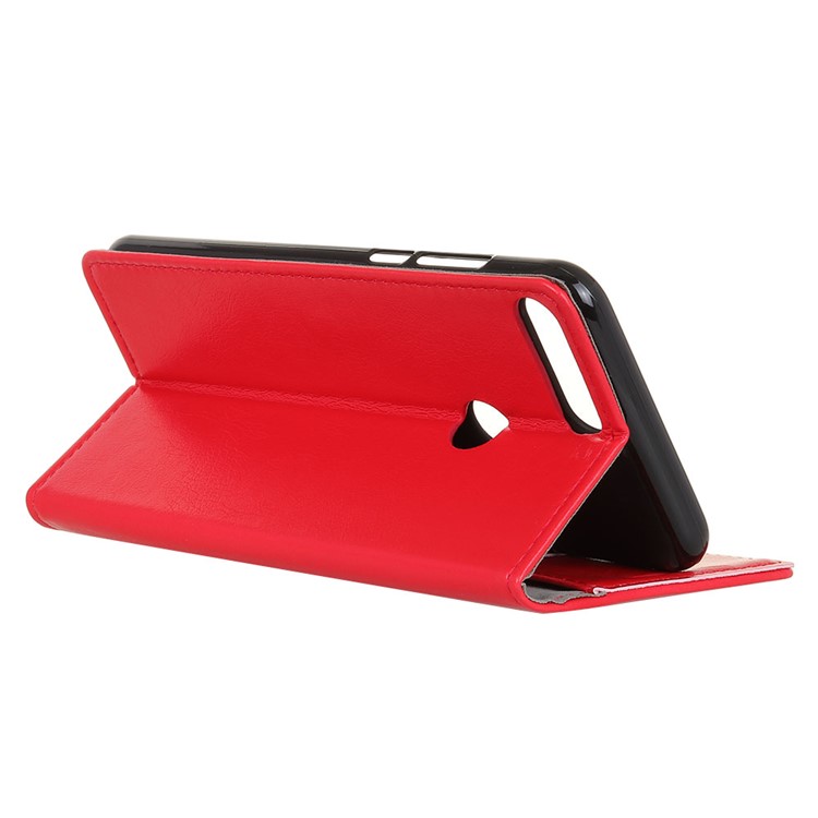 Textured Split Leather Card Holder Case for Huawei Y9 (2018) / Enjoy 8 Plus - Red-6