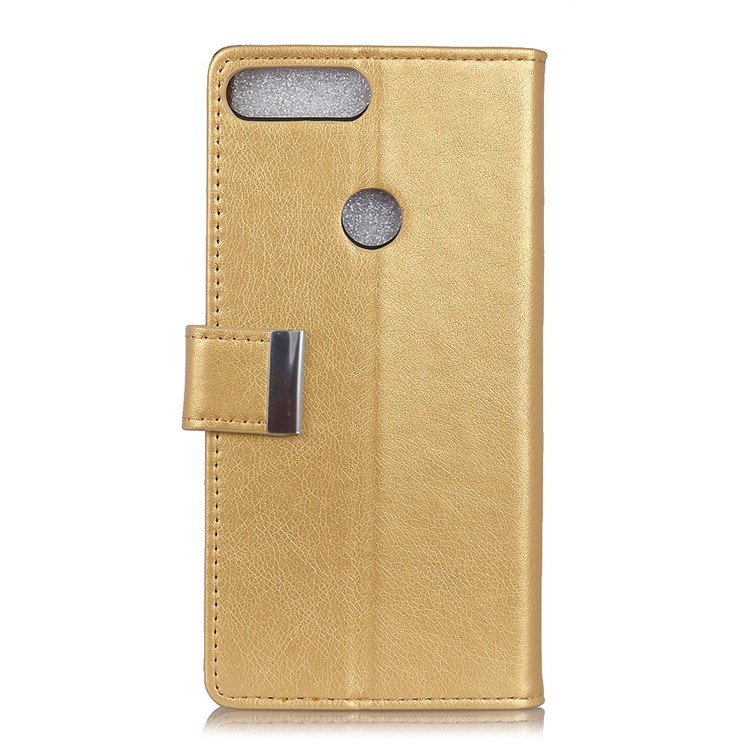 Textured Split Leather Stand Phone Case for Huawei Y9 (2018) / Enjoy 8 Plus - Gold-4