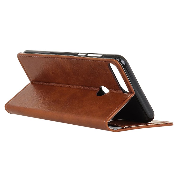 Textured Split Leather Stand Cover Case with Card Slots for Huawei Y9 (2018) / Enjoy 8 Plus - Brown-4