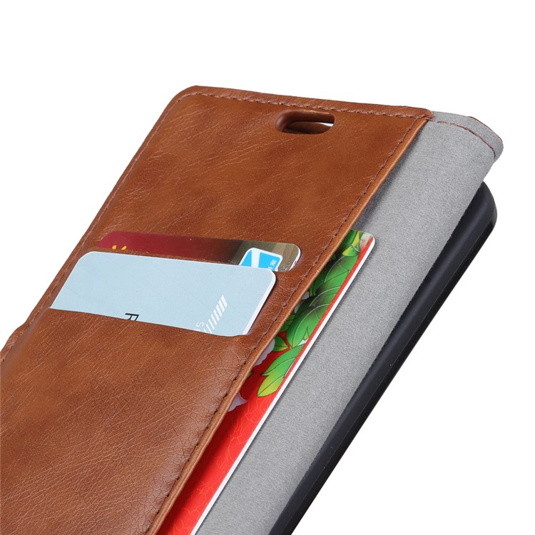 Textured Split Leather Stand Cover Case with Card Slots for Huawei Y9 (2018) / Enjoy 8 Plus - Brown-5