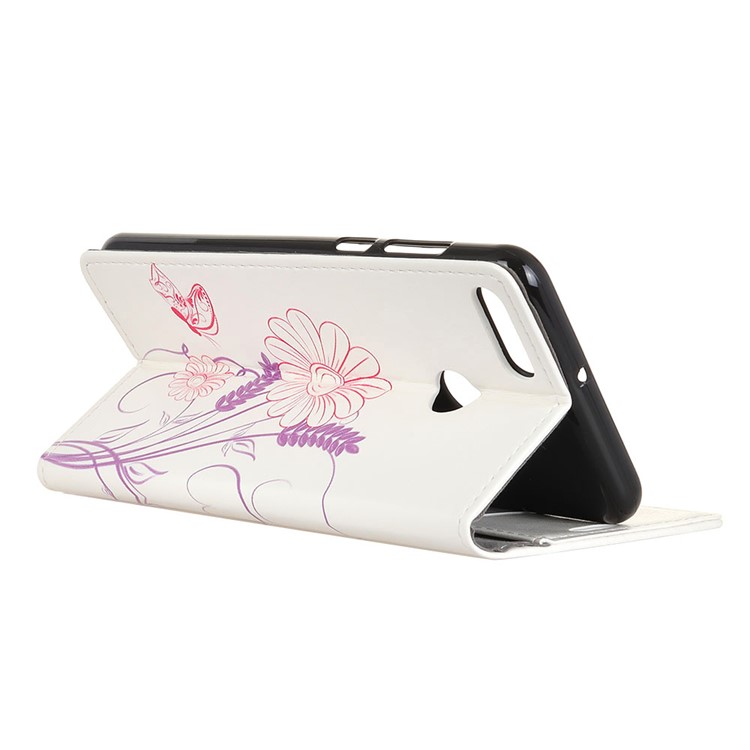 Pattern Printing Wallet Leather Cell Phone Cover Shell for Huawei Y9 (2018) / Enjoy 8 Plus - Flower Pattern-3