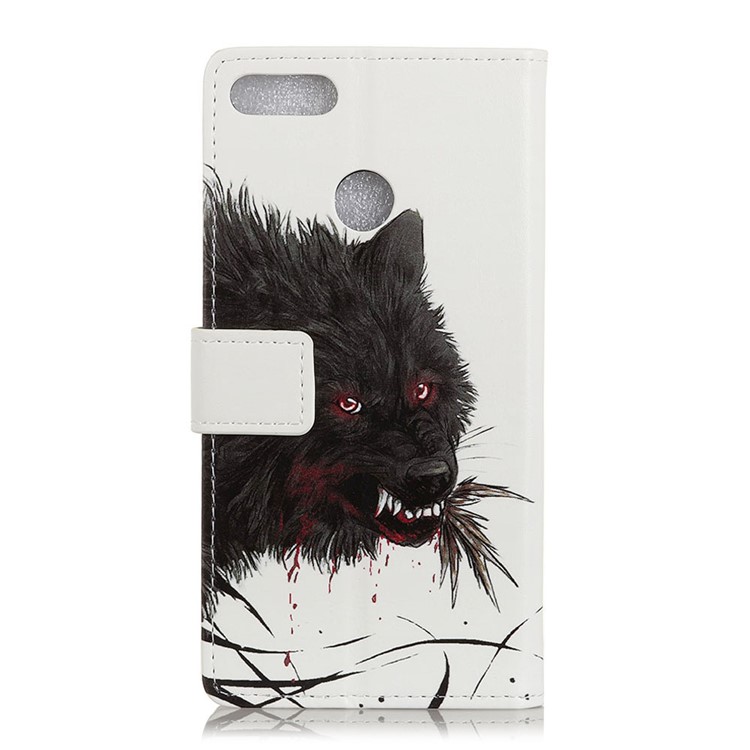 Pattern Printing Wallet Leather Mobile Folio Protective Case for Huawei Y9 (2018) / Enjoy 8 Plus - Bloody Wolf-2