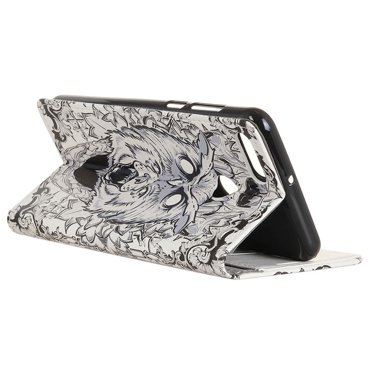 Pattern Printing Wallet Leather Mobile Shell Case for Huawei Y9 (2018) / Enjoy 8 Plus - Abstract Owl-3