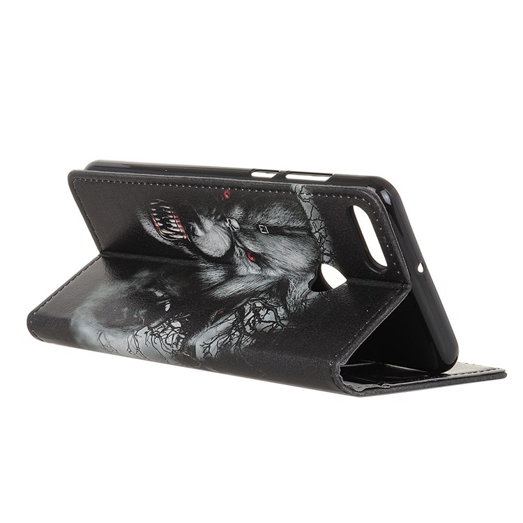 Pattern Printing Wallet Leather Phone Casing Accessory for Huawei Y9 (2018) / Enjoy 8 Plus - Fierce Wolf-4