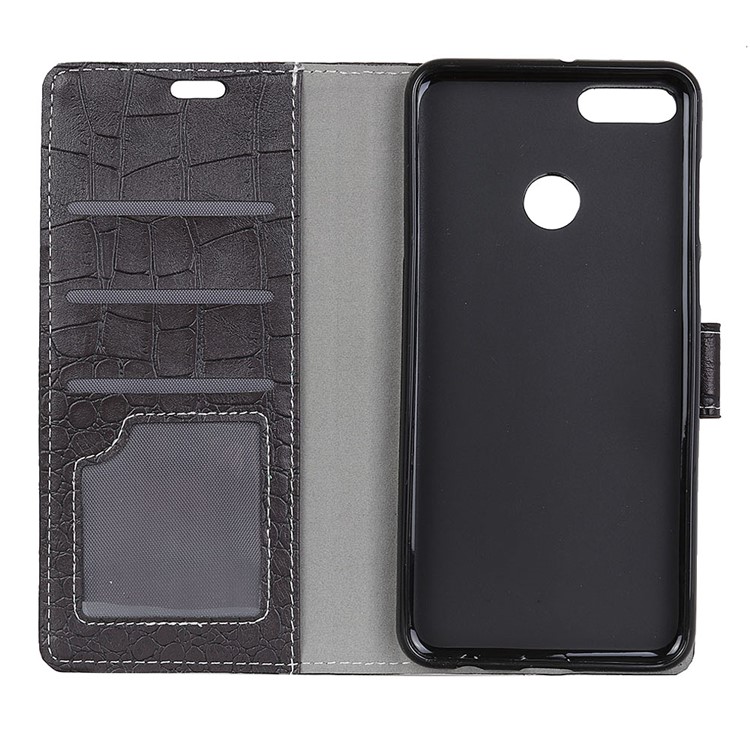 For Huawei Y9 (2018) / Enjoy 8 Plus Crocodile Texture Vintage Leather Wallet Stand Case - Black-4