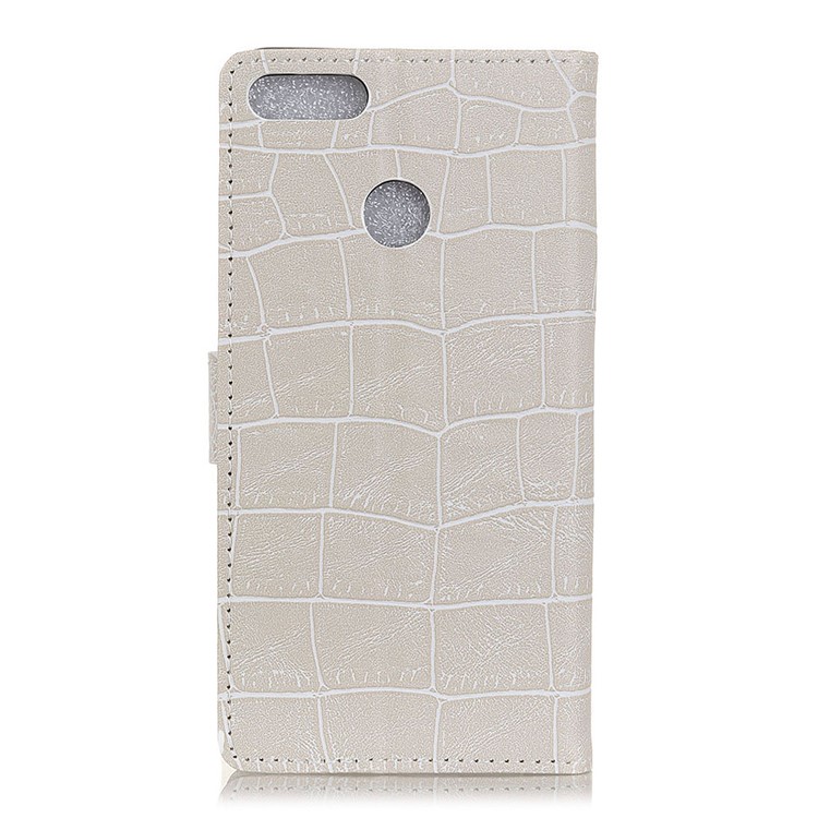 For Huawei Y9 (2018) / Enjoy 8 Plus Crocodile Texture Vintage Leather Wallet Stand Casing - White-2
