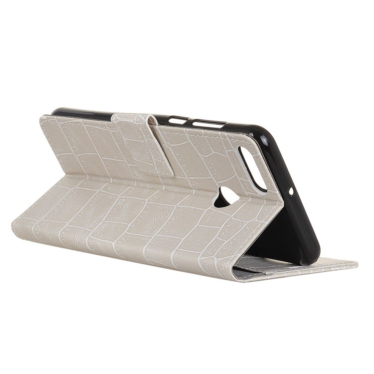 For Huawei Y9 (2018) / Enjoy 8 Plus Crocodile Texture Vintage Leather Wallet Stand Casing - White-4