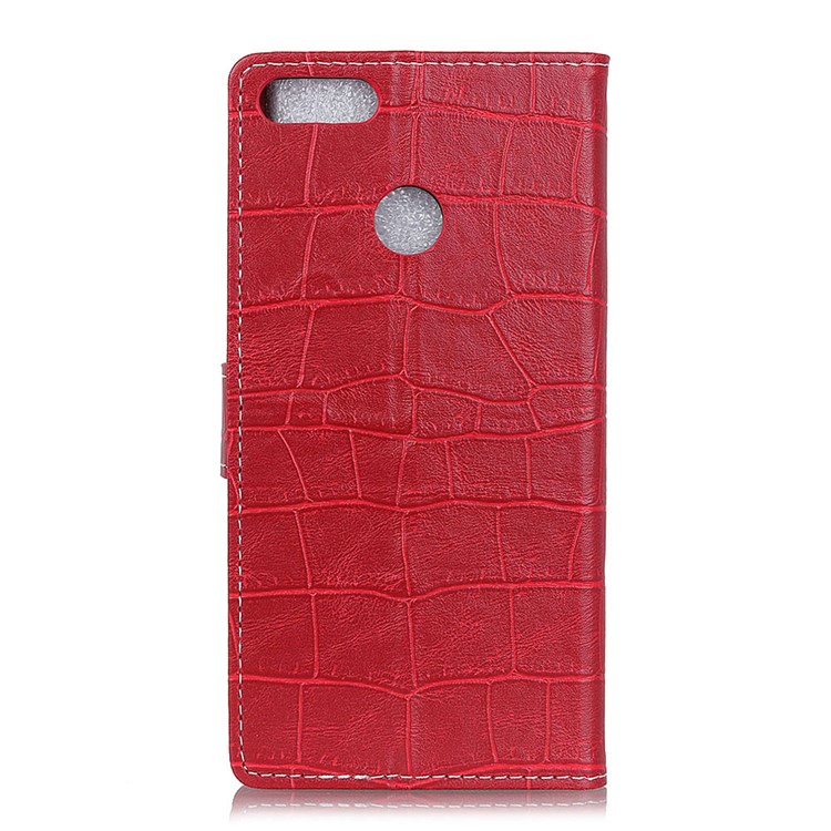 For Huawei Y9 (2018) / Enjoy 8 Plus Crocodile Texture Vintage Leather Wallet Stand Cover - Red-2