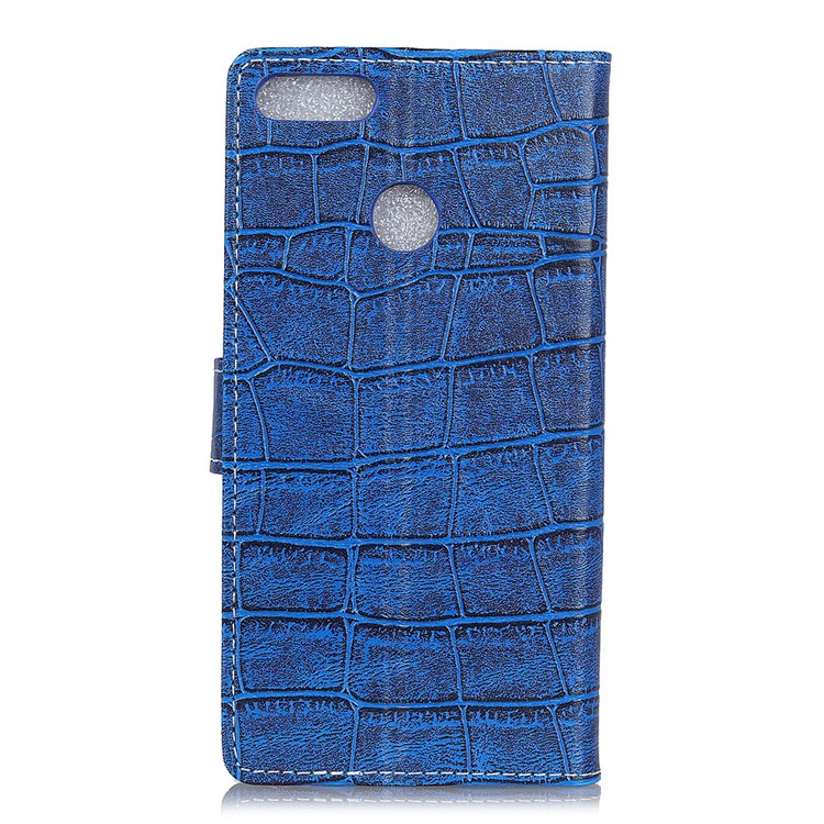 For Huawei Y9 (2018) / Enjoy 8 Plus Crocodile Texture Vintage Leather Wallet Stand Shell - Blue-2