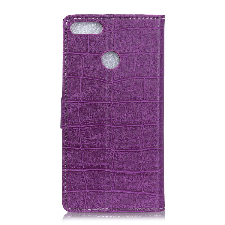 For Huawei Y9 (2018) / Enjoy 8 Plus Crocodile Texture Vintage Leather Wallet Stand Case Cover - Purple-2