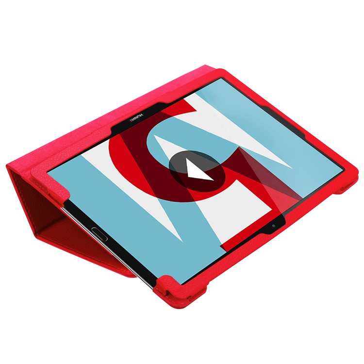 Lederbezug Aus Leder Mit Standfuß Für Huawei Mediapad M5 10 / M5 10 (pro) - Rot-4