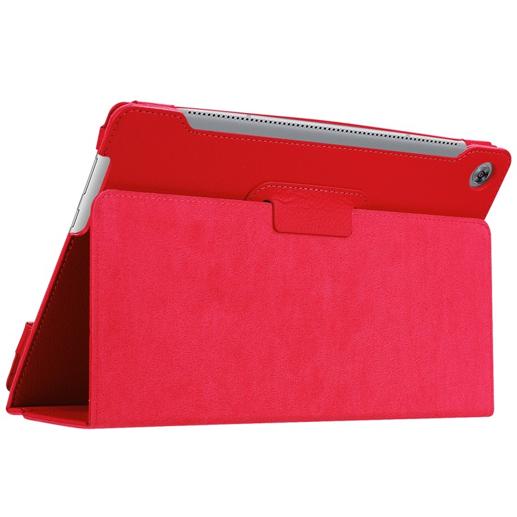 Lederbezug Aus Leder Mit Standfuß Für Huawei Mediapad M5 10 / M5 10 (pro) - Rot-6