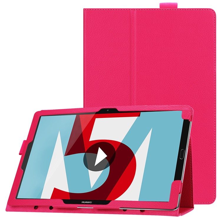 Litchi Skin Leather Shell Case with Stand for Huawei MediaPad M5 10 / M5 10 (Pro) - Rose-1