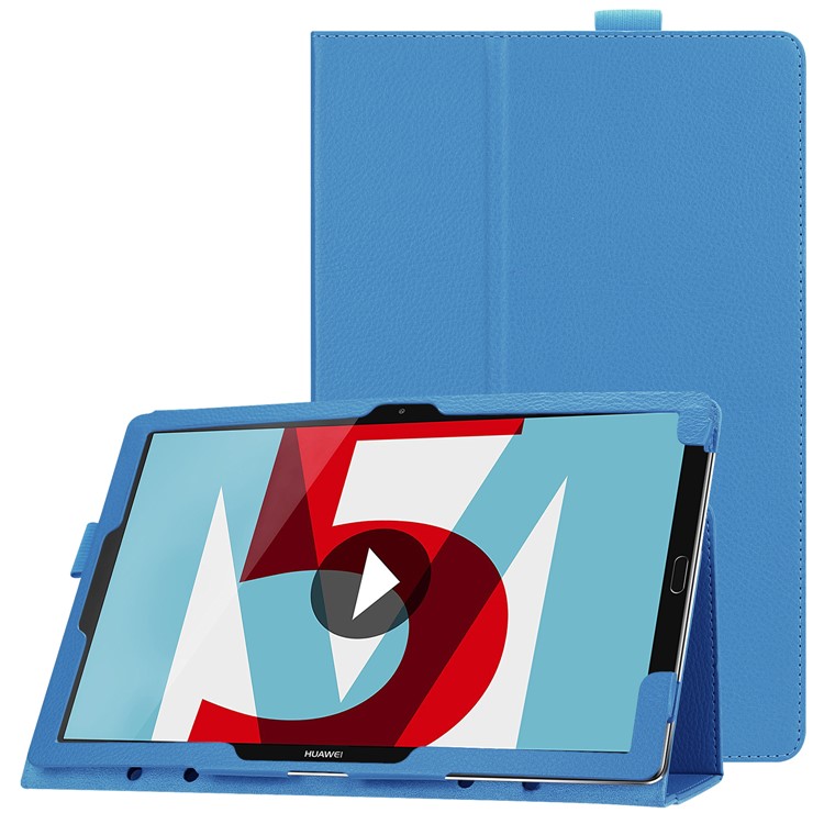 Litchi Skin Leather Stand Cover for Huawei MediaPad M5 10 / M5 10 (Pro) - Baby Blue-1