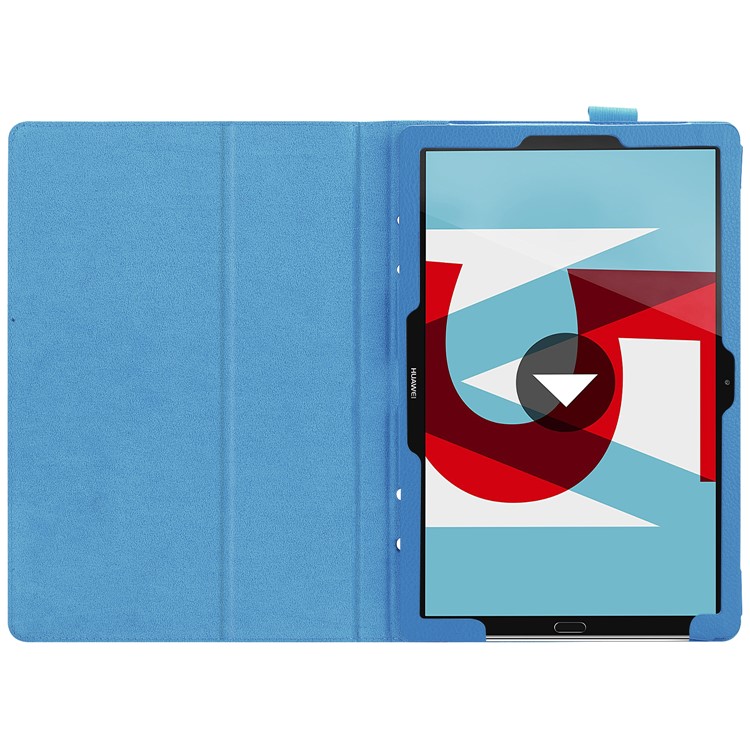 Litchi Skin Leather Stand Cover for Huawei MediaPad M5 10 / M5 10 (Pro) - Baby Blue-7