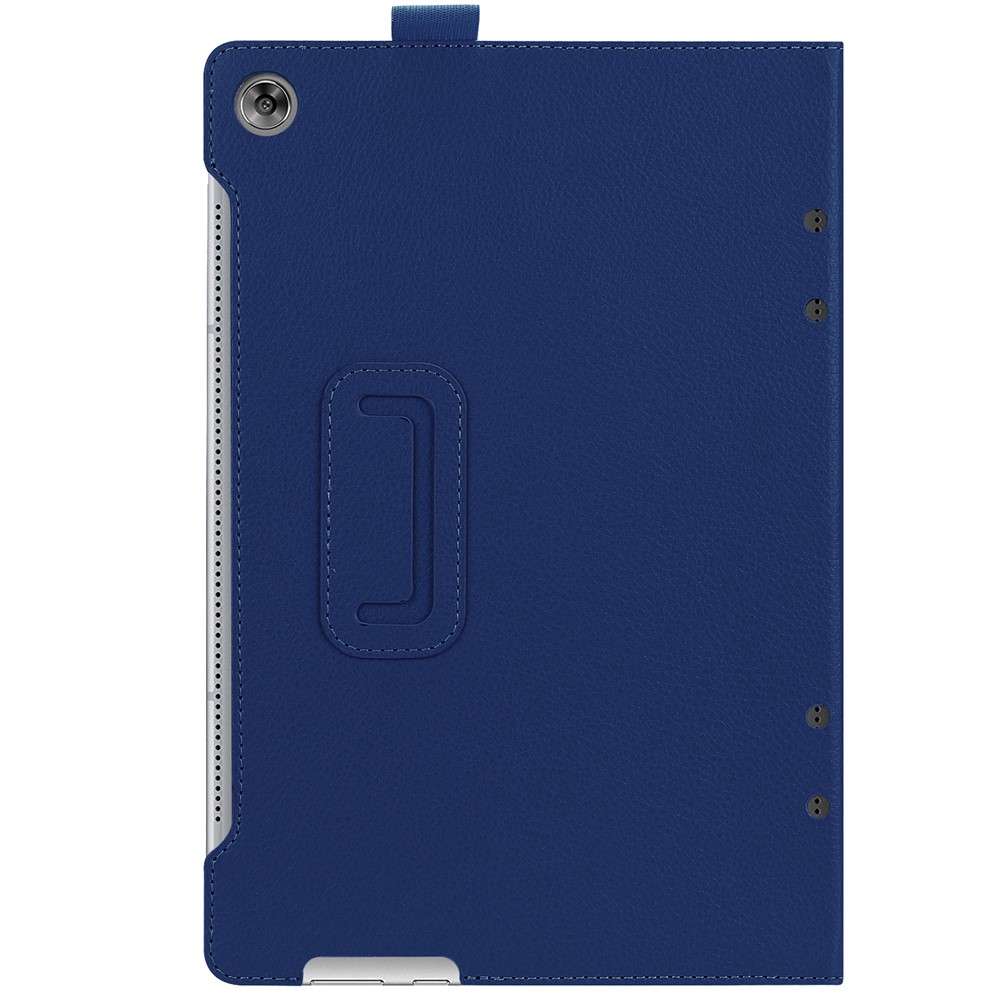 Litchi Skin PU Cuero Con Soporte Para Huawei MediaPad M5 10 / M5 10 (Pro) - Azul Oscuro