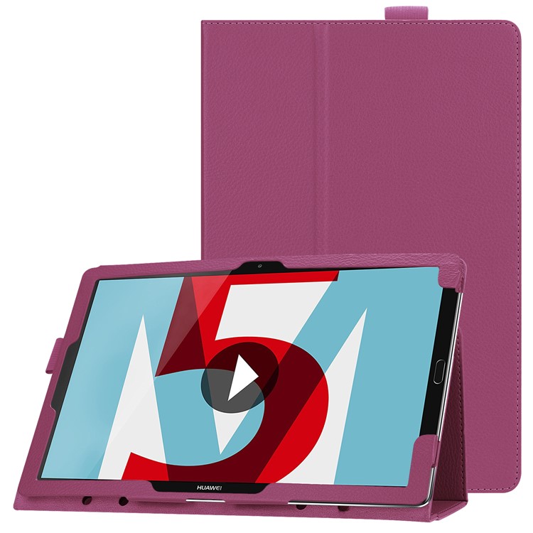 Litchi Skin Leather Shell Cover Case with Stand for Huawei MediaPad M5 10 / M5 10 (Pro) - Purple-1