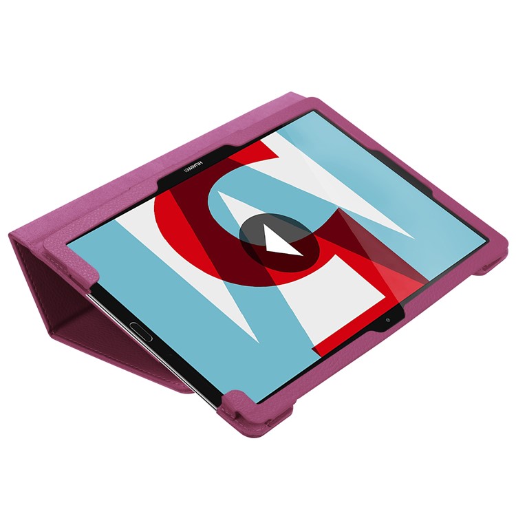 Litchi Skin Leather Shell Cover Case with Stand for Huawei MediaPad M5 10 / M5 10 (Pro) - Purple-4