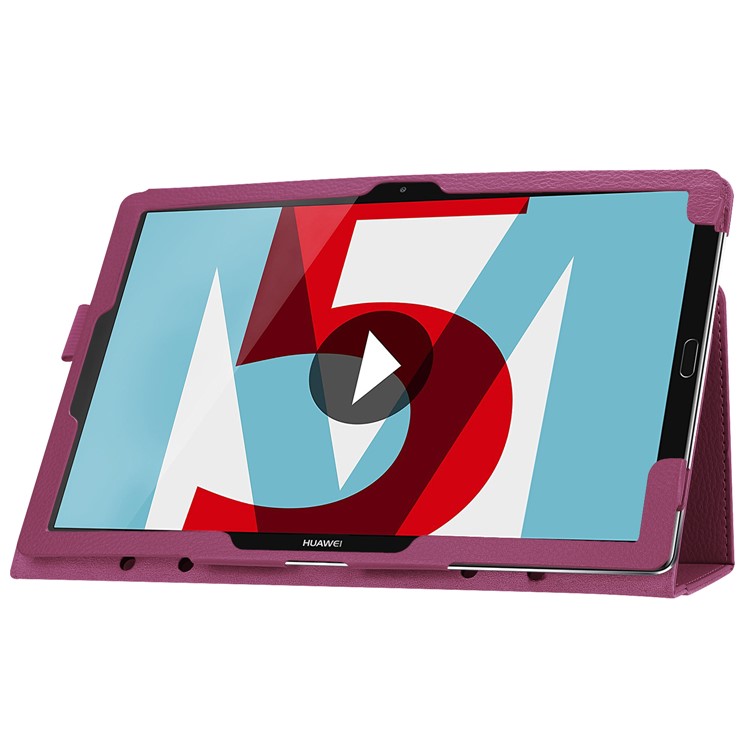 Litchi Skin Leather Shell Cover Case with Stand for Huawei MediaPad M5 10 / M5 10 (Pro) - Purple-5