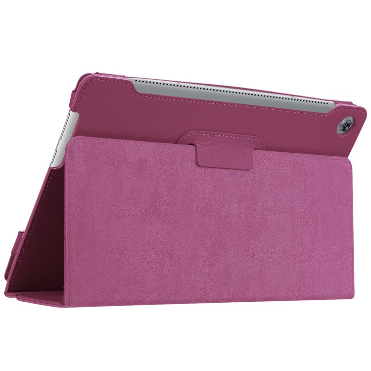 Litchi Skin Leather Shell Cover Case with Stand for Huawei MediaPad M5 10 / M5 10 (Pro) - Purple-6