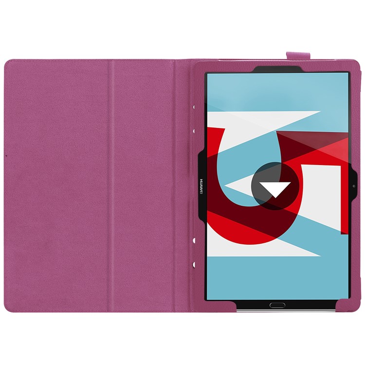 Litchi Skin Leather Shell Cover Case with Stand for Huawei MediaPad M5 10 / M5 10 (Pro) - Purple-7