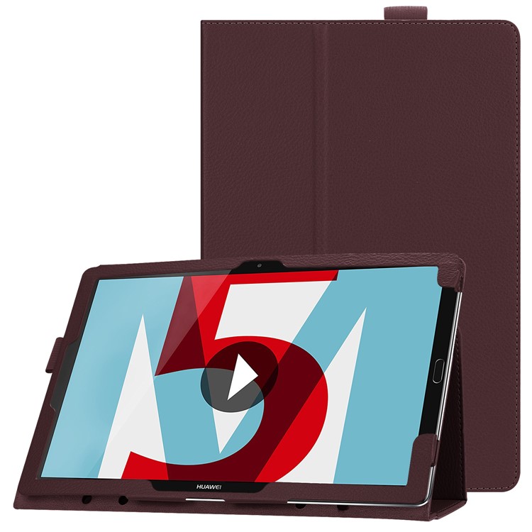 Litchi Skin Stand Leather Protective Case for Huawei MediaPad M5 10 / M5 10 (Pro) - Brown-1