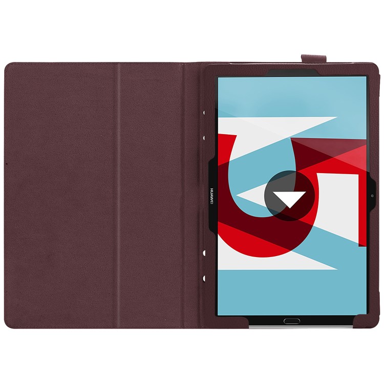 Litchi Skin Stand Leather Protective Case for Huawei MediaPad M5 10 / M5 10 (Pro) - Brown-7