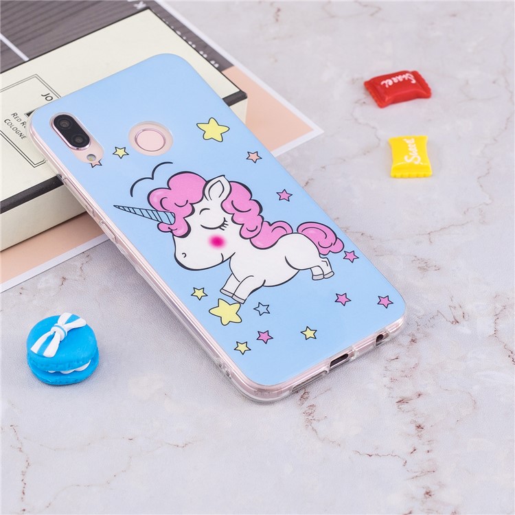 Luminous Phone Case IMD Pattern TPU Case for Huawei P20 Lite / Nova 3e - Unicorn-6