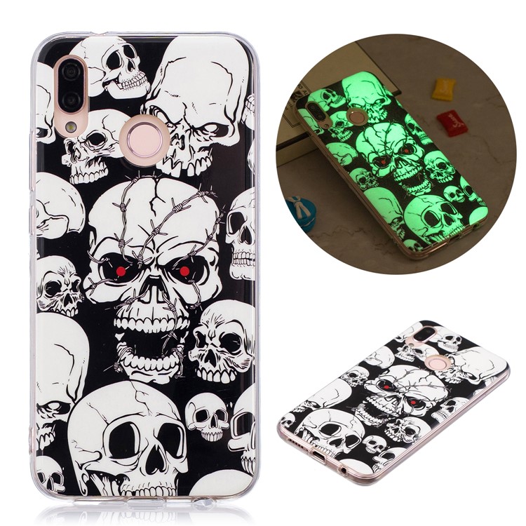 Luminous Phone Case IMD Pattern TPU Cover for Huawei P20 Lite / Nova 3e - Skulls-1