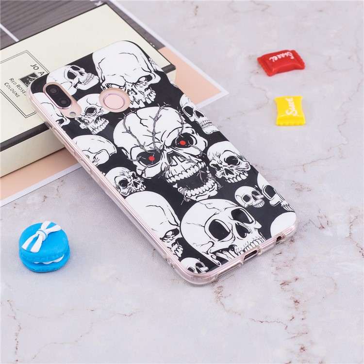 Luminous Phone Case IMD Pattern TPU Cover for Huawei P20 Lite / Nova 3e - Skulls-6