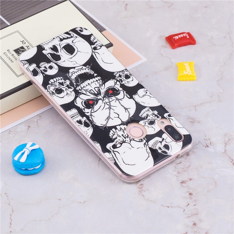 Luminous Phone Case IMD Pattern TPU Cover for Huawei P20 Lite / Nova 3e - Skulls-7