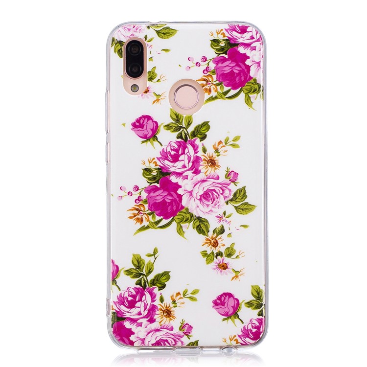 Luminous Phone Case IMD Pattern TPU Case Cover for Huawei P20 Lite / Nova 3e - Blooming Peonies-1