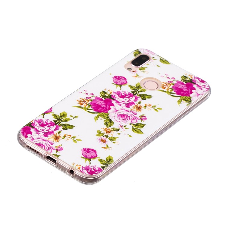 Luminous Phone Case IMD Pattern TPU Case Cover for Huawei P20 Lite / Nova 3e - Blooming Peonies-3